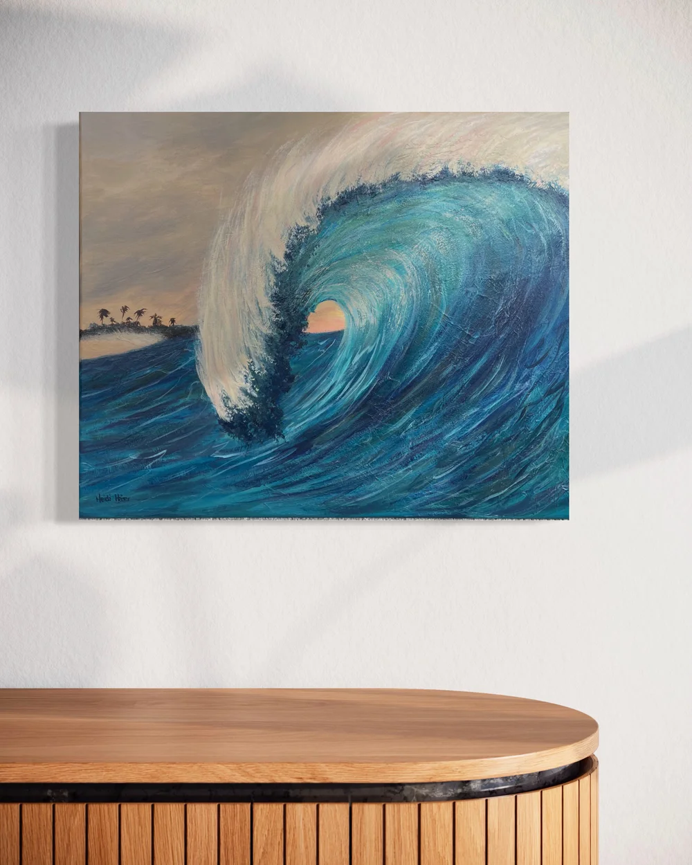 PEACHY WAVE is a highly textured and compelling original acrylic